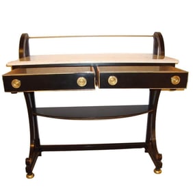 Ebonized Marble-Top Server Table, Jansen Style