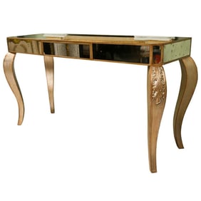 Hollywood Regency Gilt Mirror Console with Drawer