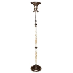 Art Deco Chrome Floor Lamp with Cowhide Detail