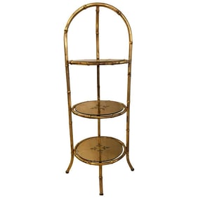 Hollywood Regency Faux Bamboo Glass 3-Tier Étagère