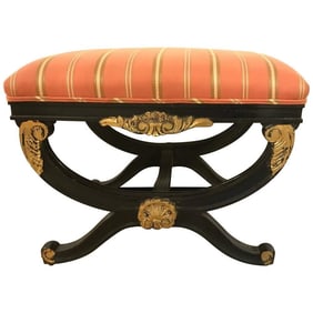 Hollywood Regency X-Form Bench with Shell Base