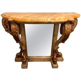 Neoclassical Marble Table with Dolphin Accents