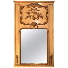 Louis XVI Painted Gilt Trumeau Mantle Mirror