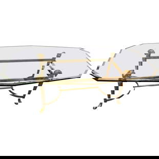 Jansen Style Octagon Glass Table with Ram Heads: Jansen fashioned octagon beveled glass top coffee table having heavy brass ram head tops and claw feet.Height: 17.5 inches Width: 54.63 inches Depth: 28.5 inchesDimensionsHeight: 17.5 inWidth: 54.62