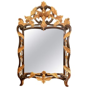French Regency Mahogany Gilt Mirror with Roses