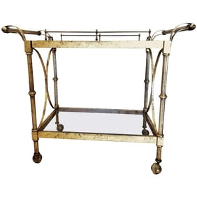 Hollywood Regency Faux Marble Two-Tier Cart
