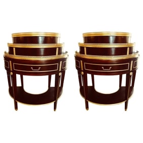 Pair Russian Neoclassical Demilune End Tables