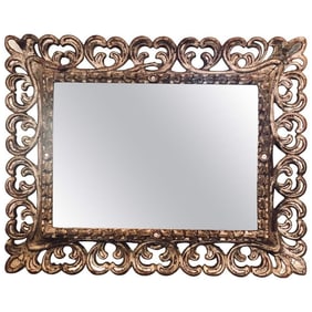 French Silver Leaf Wall Mirror, Hollywood Regency