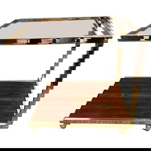 Mid-Century Rosewood & Chrome Bar Cart on Casters: Mid-Century Modern bar or serving cart. Milo Baughman rosewood & chrome on casters. Having a smoked glass top and rosewood base this highly desirable and sweet bar or serving cart is not only love to