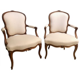 Pair 18th C. Beechwood Fauteuils with Provenance