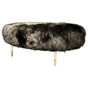Mid-Century Ottoman by Bradley Hughes, Sheepskin