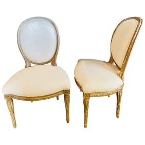 Pair Jansen Sherpa Side Chairs, Distressed Finish