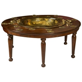 1880s Empire Brass & Wood Brazier Coffee Table