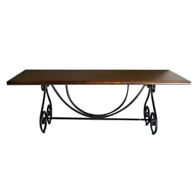 Baroque Ebony Iron Scroll Base Dining Table