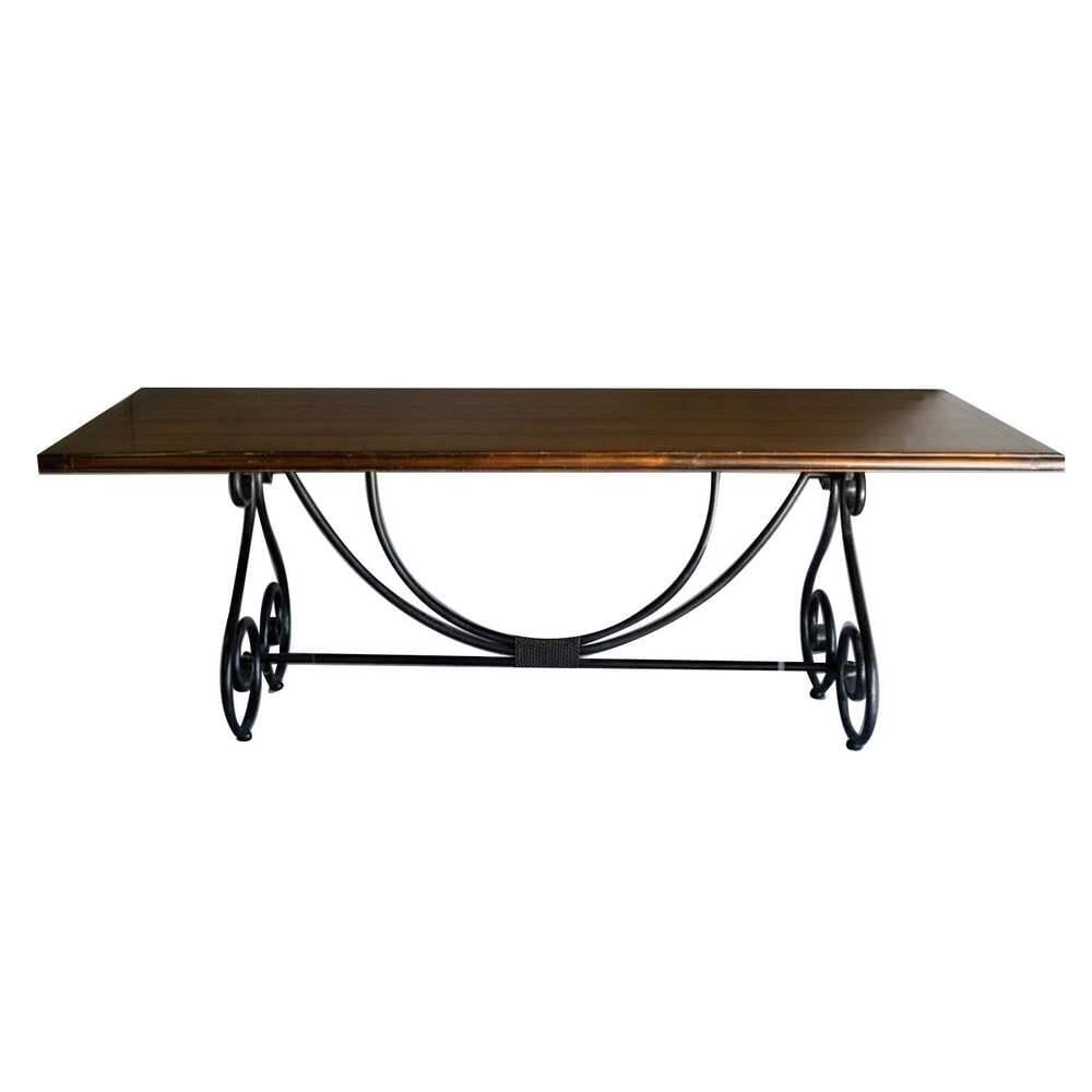 Baroque Ebony Iron Scroll Base Dining Table (1 of 13)