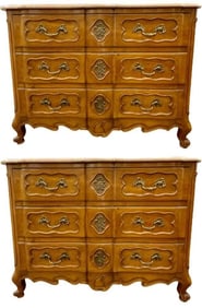 Pair Louis XV Marble Commodes, Jansen Style