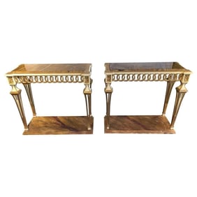 Pair Swedish Painted Gilt Console Tables
