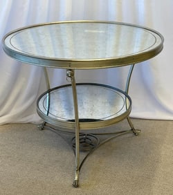 Hollywood Regency Mirrored Gueridon, Silver Gilt