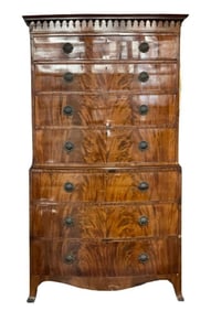 Late George III Mahogany Bowfront Chest-on-Chest