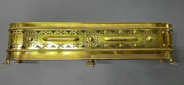 Antique Georgian Brass Fender, Claw Foot Design