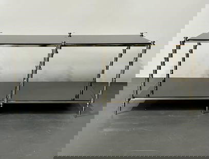 Modern Two-Tier Bagues Style Coffee Table, Granite: Modern Two Tier Maison Baques Style Coffee / Low Table, Black Granite, Faux BambooDual tier decorative coffee table in the style of Maison Baques. Having a solid twig faux bamboo textured Nickel finis
