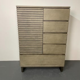 Pickled Modern Hi Chest Armoire on Metal Base