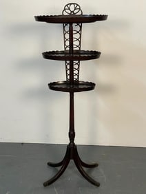 Georgian Mahogany Tri-Shelf Dessert Stand, Accent