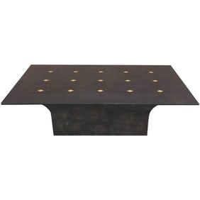 Enrique Garcel Parchment Table, Brass Inlay,