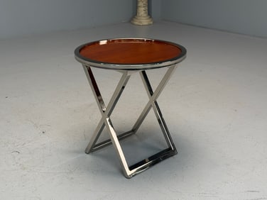 William Sonoma Steel and Wood Side Table
