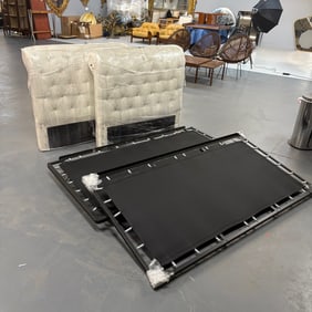 Pair Modern Upholstered Tufted Twin Bed Frames
