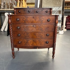 19th Century American Sheridan Bow Front Chest of Drawers