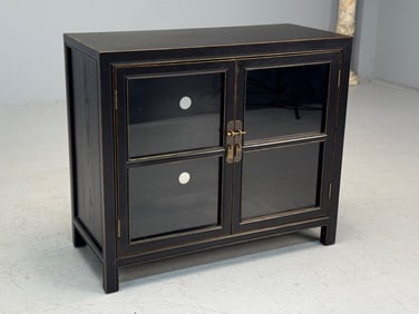 Gumps Black Two Door Showcase Cabinet