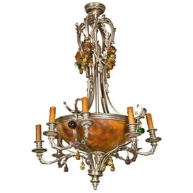 French Eight-light Chandelier in the Art Nouveau