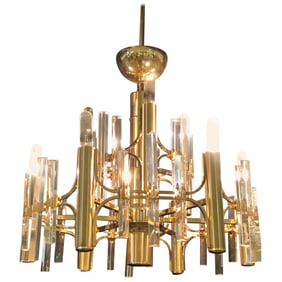 A Tommi Parzinger inspired Brass Chandelier