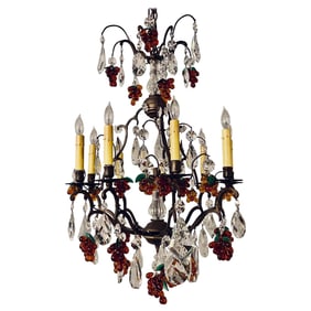 French Chandelier with Glass Fruit Decorations