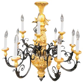 A 12-Light Italia Decorated Chandelier, Canopy.