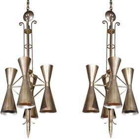 Massive Art Deco Style Industrial Chandeliers