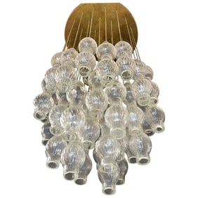 Italian MCM Chandelier with Blown Glass & Metal