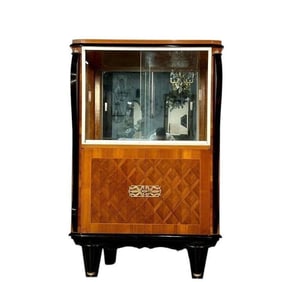 French Art Deco Marquetry Vitrine/Jewelers Cabinet