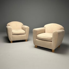 Jean Royere Style Art Deco Oversized Lounge Chairs