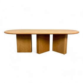 Organic Handcrafted Pedestal Oval Dining Table