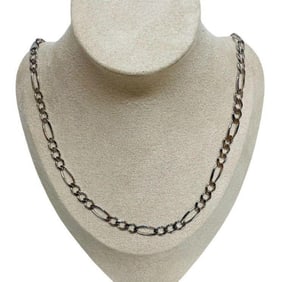 14K White Gold Figaro Chain Necklace 32.4 grams