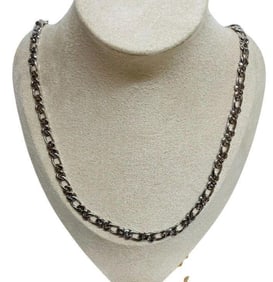 14K White Gold Figaro Chain Necklace 52.4 grams