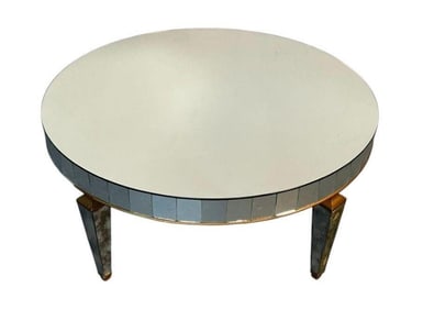 Art Deco Mirrored Distressed Circular Coffee Table