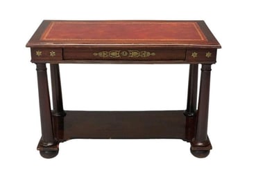 Empire Bronze Mounted Leather Top Console Table