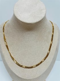 14K Figaro Chain Necklace 19 grams, Fine Condition