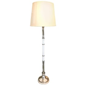 Hollywood Regency Style Marble Silver Floor Lamp