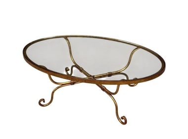 Hollywood Regency Style Oval X-Form Gilt Coffee Table