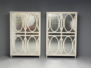 Pair of Hollywood Regency Armoires, Silver Gilt