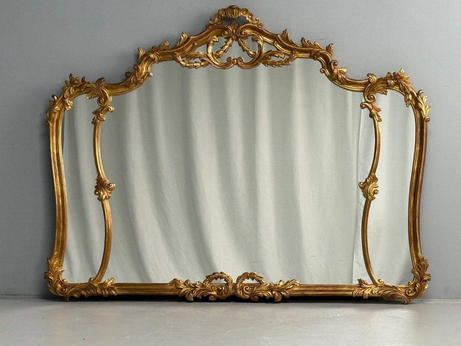 Gilt Gold Over the Mantle Mirror: H 44.25 w 57 d 2From a Ridgefield CT Estate